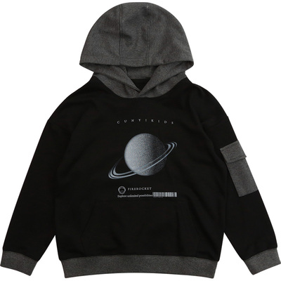 纯一良品童趣时髦连帽宽松卫衣