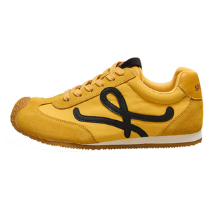 黄色厚底德训鞋女2026新款春季女鞋增高真皮休闲板鞋百搭阿甘鞋子