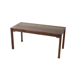 有清堂黑胡桃木书桌新中式书房书法桌客厅大板书桌一字长条实木桌