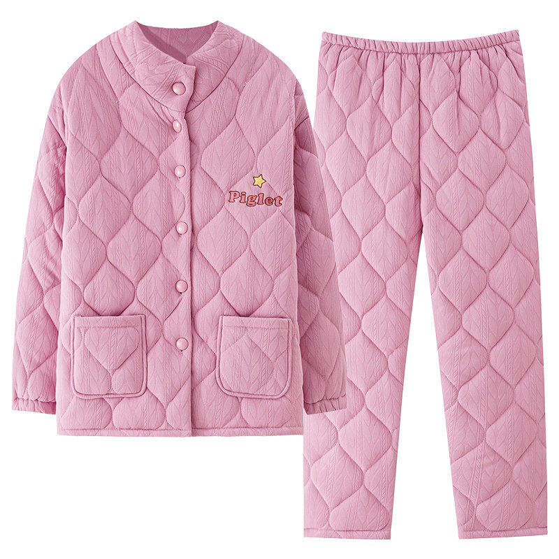 浪莎冬季女士睡衣纯棉夹棉家居服