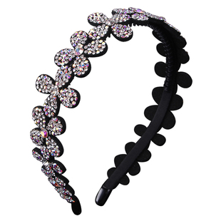 亮钻发箍水钻宽边头饰压发卡韩国甜美花朵女头箍发夹发夹百搭外出