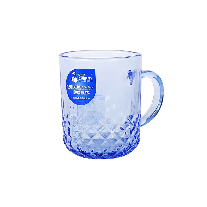 玻璃彩色加厚带把把杯