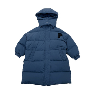 Lovi家女童90白鸭绒加厚保暖抗寒羽绒服休闲中长款女孩连帽外套