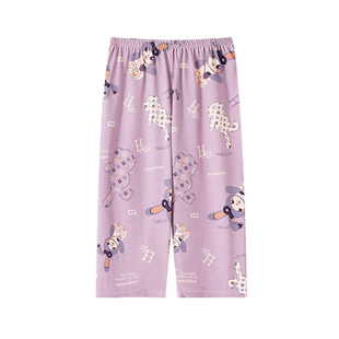 睡裤女夏季七分裤纯棉可外穿薄款宽松加肥大码单件家居裤休闲裤子