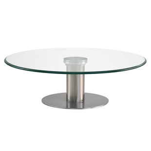 酒店圆桌宴会家用双层玻璃转盘酒水托盘不锈钢底座加高二层置物台