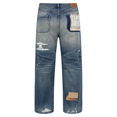 BIRTH OF ROYAL CHILD.BORC 【王一珩同款】海报拼接复古牛仔裤