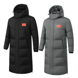 冬季中国队过膝长款白鸭绒羽绒服男女体育生冬训大衣国服长袄外套