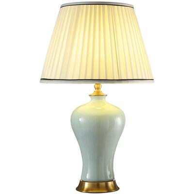 简约美式冰裂纹铜床头柜陶瓷台灯