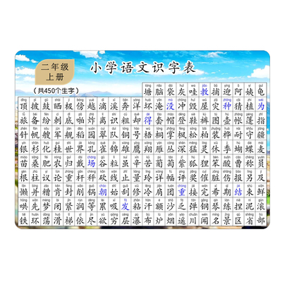 识字表一二三四五六年级上下册