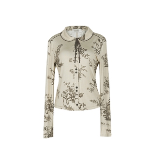 D-HARRY/迪哈利新款复古通勤花纹长袖女衬衫DH231B95961D