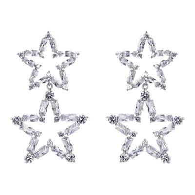 CrayonX双五角星爆闪锆石耳饰
