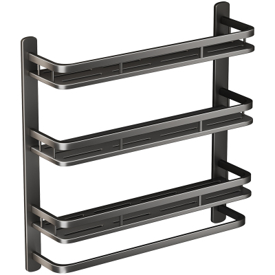 索白太空铝壁挂式多层浴室置物架