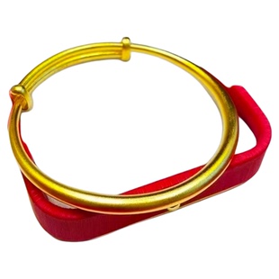 越南沙金推拉素圈手镯女款古法磨砂实心镯子经典百搭仿真黄金首饰