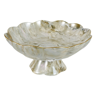 高档陶瓷高脚果盘轻奢高档客厅茶几家用过年零食水果盘干果糖果盘