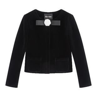 Marc Moore 2025秋季新款黑丝绒小香风外套短裙两件套女早秋套装