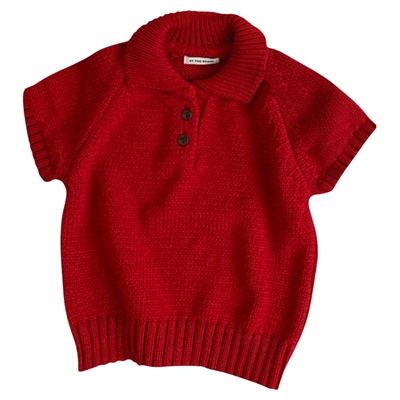 新年红马年红色毛衣女polo领上衣