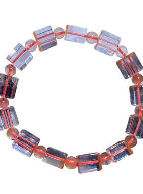 天然红兔毛方糖手链情侣饰品礼物