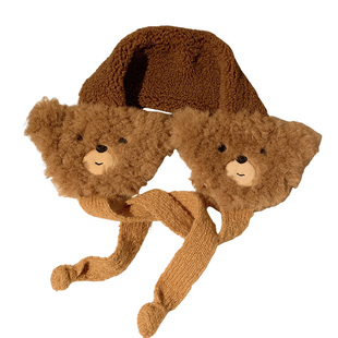 可爱小熊毛绒绑带耳罩女冬季加绒加厚保暖耳暖防寒学生耳捂子耳包