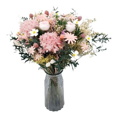绣球粉色玫瑰样板间干花大花束