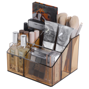 桌面化妆品收纳盒分格口红眉笔刷筒亚克力置物架梳妆台整理高级感