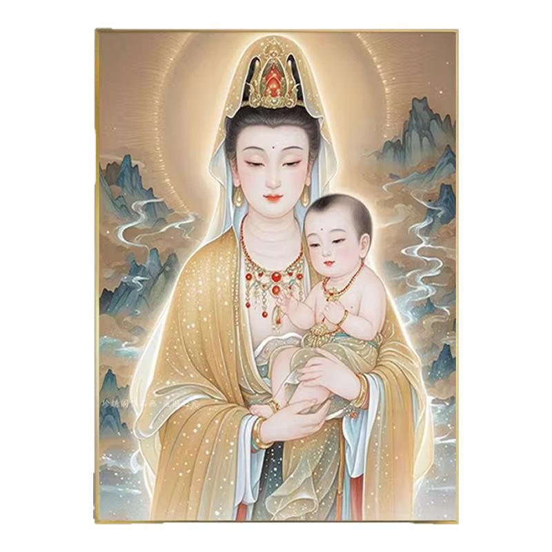 送子观音钻石画方钻满贴钻十字绣