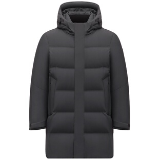 坦博尔正品奥莱冬季男无缝直充经典连帽中长款循环蓄暖科技羽绒服