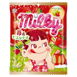 日本进口FUJIYA不二家香醇牛奶糖开心果草莓流心软糖休闲小零食