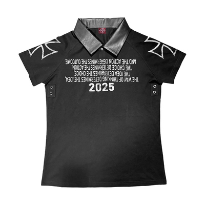 DETW《20ERA》拼接PU皮POLO衫