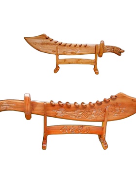 九环大刀桃木质风水摆件复古