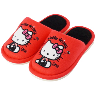 hellokitty棉拖鞋女童卡通地板拖凯蒂猫亲子冬季防滑家居拖鞋通盈