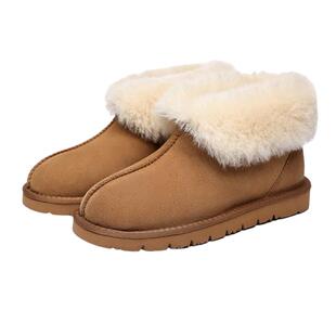 澳大利亚直邮EVERAU雪地靴女面包鞋短筒加绒加厚保暖毛毛EA2003