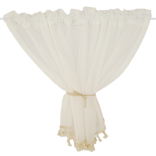 法式简约白月光蕾丝半帘缕空复古隔断免打孔门帘粘贴纱帘窗帘定制