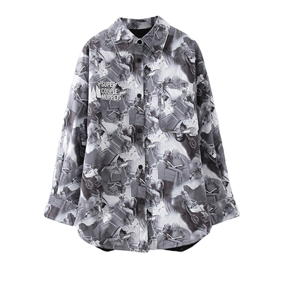 L077满印棉服 鸟撤柜女装  正品剪牌青仓