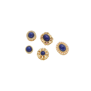 镶嵌天然青金石铜镀真金花式镂空隔珠四叶草吊坠短链diy饰品配件