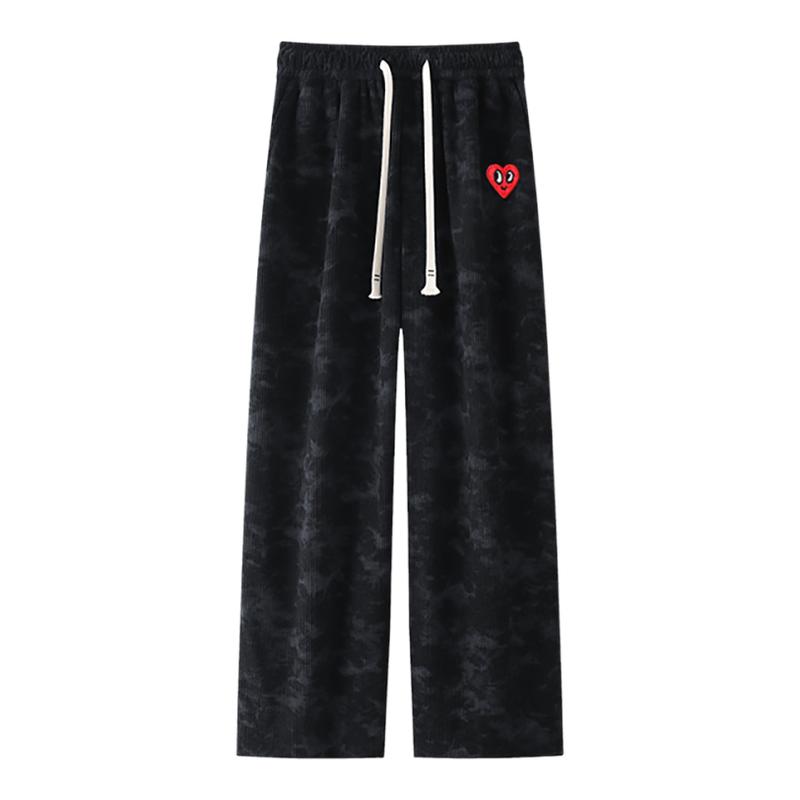 查尔斯桃心 扎染直筒阔腿休闲长裤子男春秋冬季小众设计感潮流