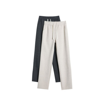 秋冬季加绒加厚直筒烟管运动裤