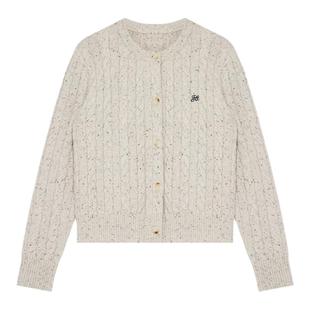 范洛100%美利奴羊毛针织开衫女2026春季新款复古绞花毛衣外套上衣