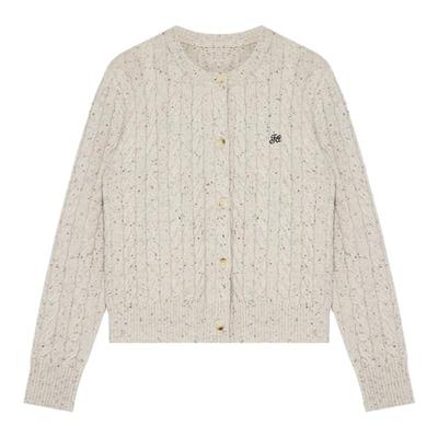 范洛100%美利奴羊毛绞花针织开衫