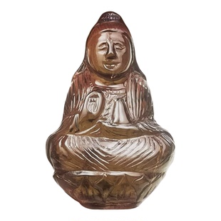 纯天然彩色宝石雕刻观音碧玺65.75CT可镶吊坠胸针项链