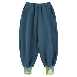 幼悠男童加绒加厚迷彩束脚裤冬季洋气可爱柔软细腻防风保暖休闲裤