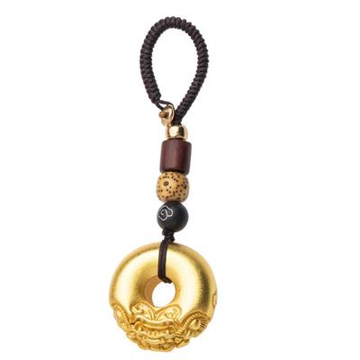 实心铜不掉色沙金貔貅招财平安扣