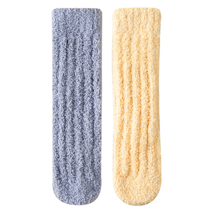 儿童珊瑚绒袜子加厚保暖地板袜冬季男童女童加绒睡眠袜宝宝长筒袜