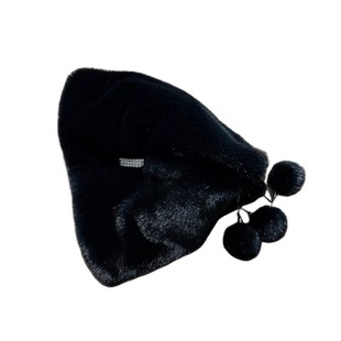 俄罗斯风格水貂毛堆堆帽女士冬季保暖护耳帽子女款貂帽貂皮圣诞帽