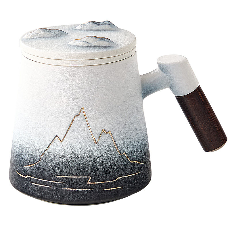 【茶水分离】带盖过滤家用陶瓷杯