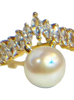 魅芽仙骨贵气感珍珠锆石开口戒指