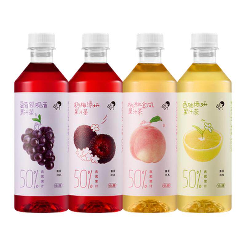【下拉享优惠】喜茶50%果汁茶饮料低糖0脂荔味饮料450ml*412瓶