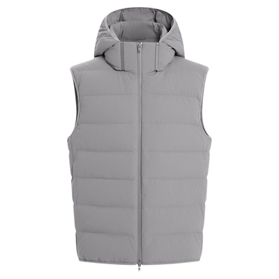 楼高素衣轻量化三星防钻85白鹅绒卡扣立领可拆卸连帽马甲羽绒服男