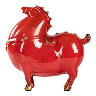 招财红色唐马摆件西安文创家居客厅办公室装饰工艺品开业高档礼品