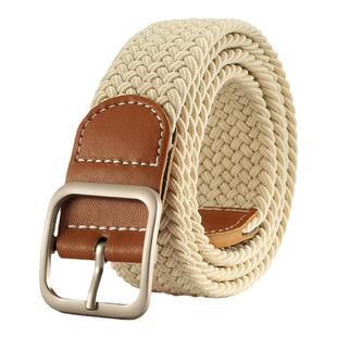 皮带女免打孔复古男帆布百搭松紧编织腰带加长宽配牛仔裤弹力裤带