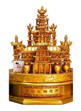 藏式纯铜十一寸时轮金刚坛城鎏金尼泊尔工艺精品家用供奉铜摆件
